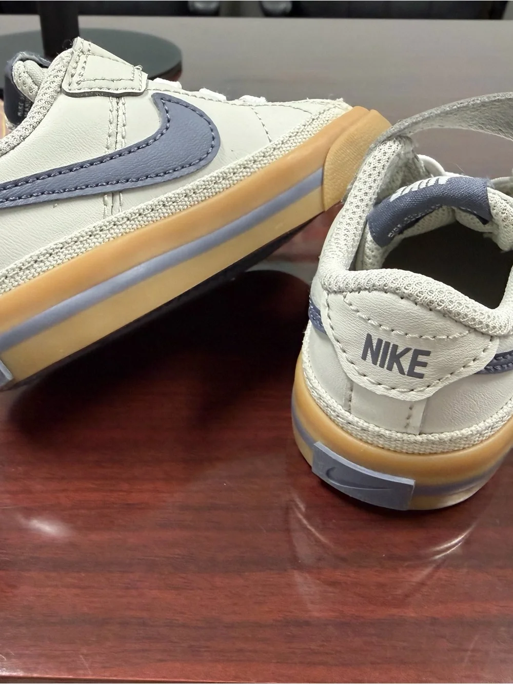 Nike Kids White Leather Sneakers with Gum Sole